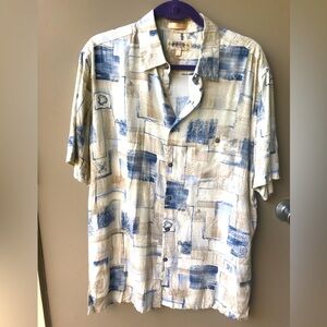 Campia Men’s Blue & Tan Coastal Fishing Shirt Size Large